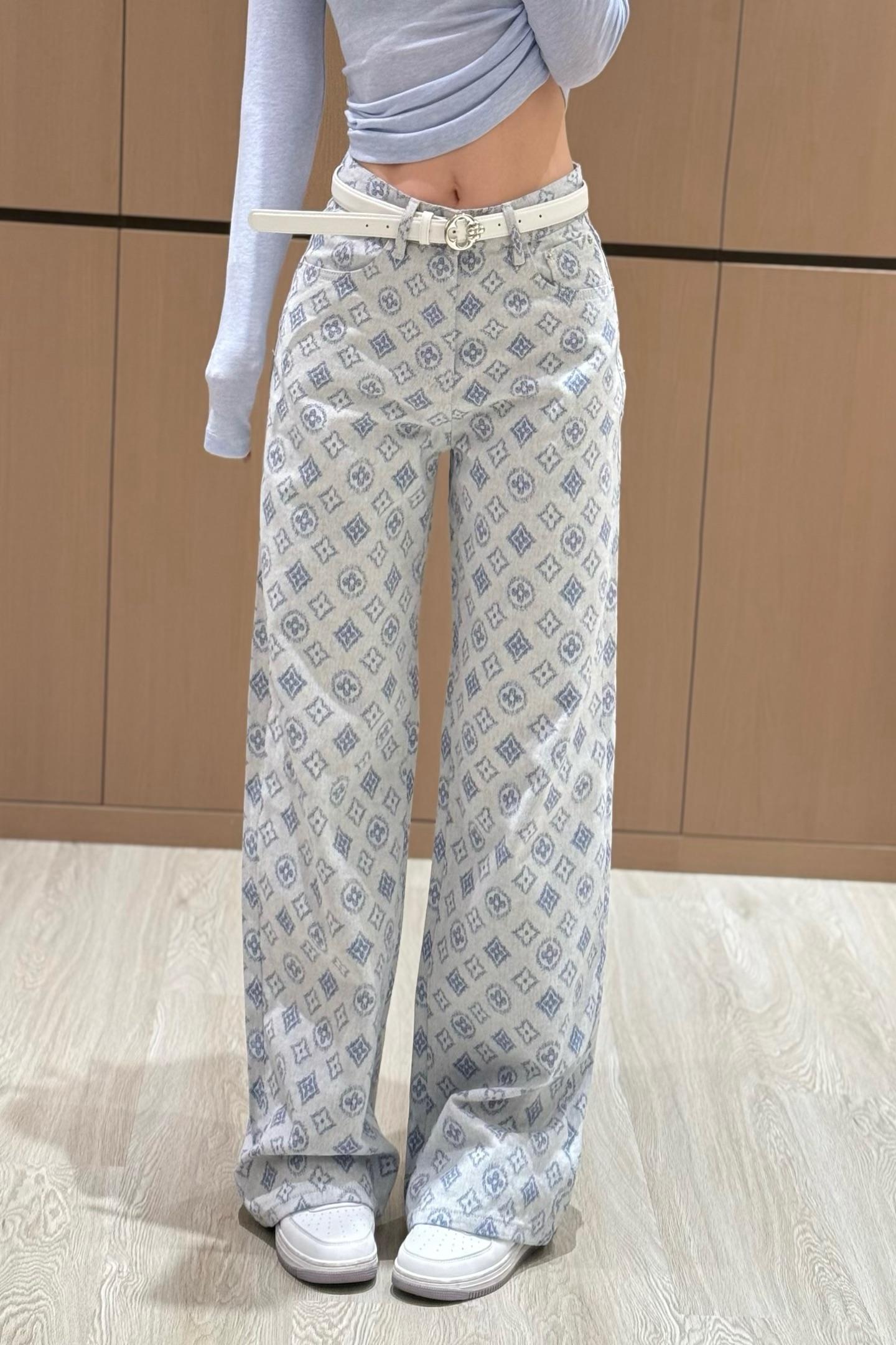 루이비통 올드 플라워 자카드 데님 스트레이트 팬츠 (해외배송)