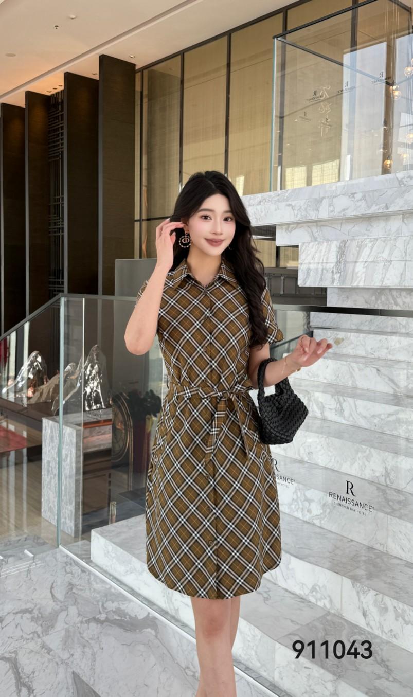 버버리 트윌 플레드 싱글 브레스트 레이스업 롱 스커트 (해외배송)