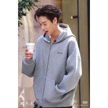 구찌 스몰 슬로건 자수 스페이스 코튼 지퍼 후드 스웨트셔츠 (해외배송)