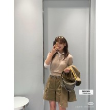 미우미우 라펠 반팔 니트 스웨터 (해외배송)