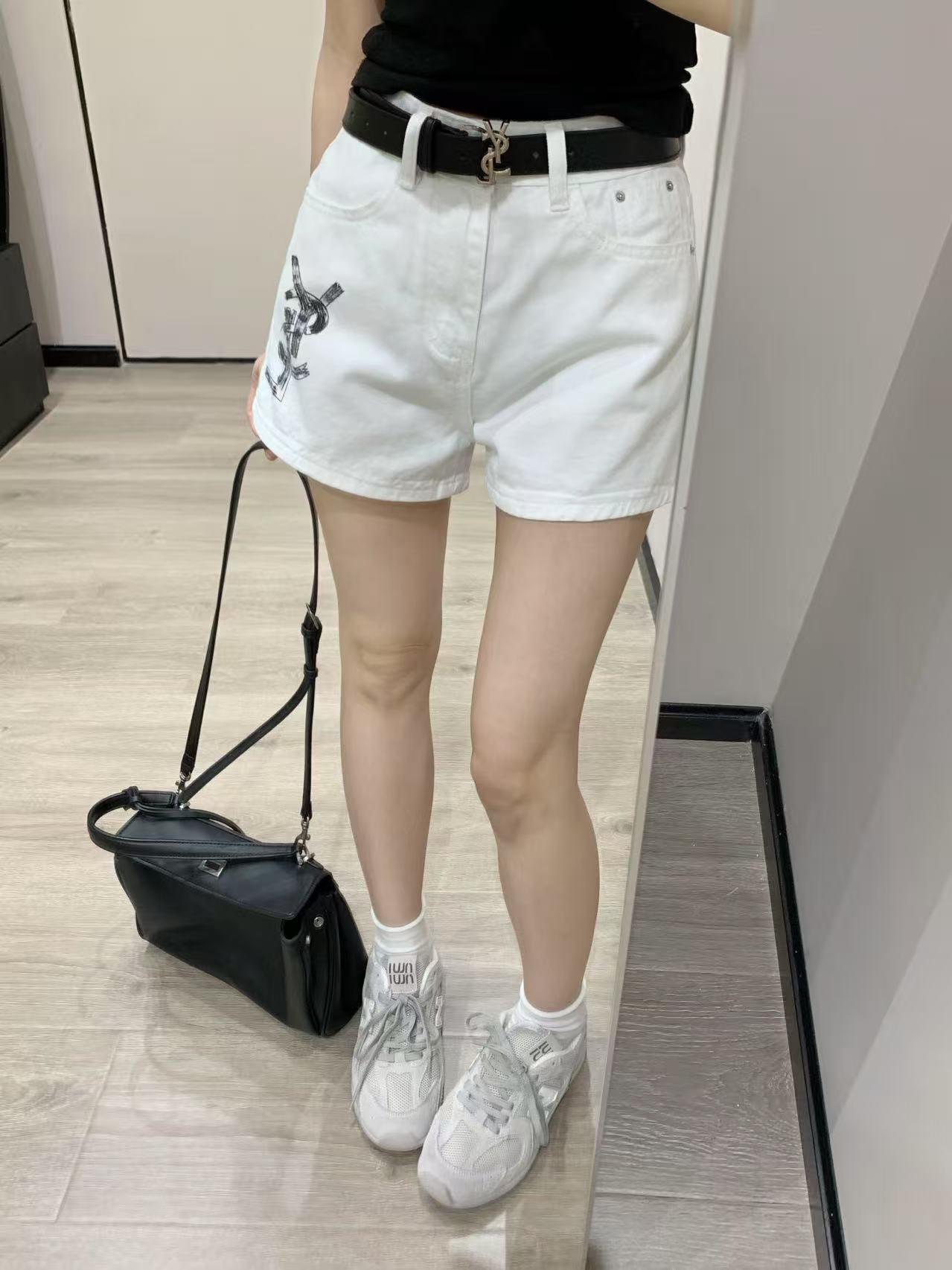 입생로랑 로고 데님 반바지 2컬러 (해외배송)