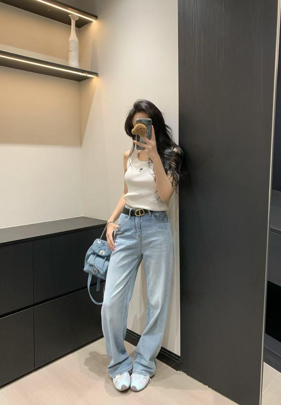 디올 로고 와이드 레그 스트레이트 데님 팬츠 2컬러 (해외배송)