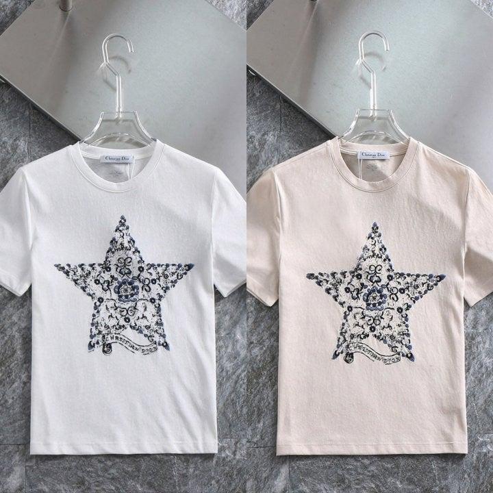 디올 여성 스타로고 린넨 라운드 반팔 (국내배송)