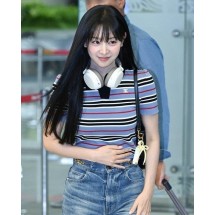 셀린느 마이크로 로고 자수 숏 스트라이프 니트 반팔 (해외배송)
