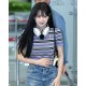 셀린느 마이크로 로고 자수 숏 스트라이프 니트 반팔 (해외배송)