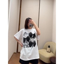 막스마라 리본 레터 로고 프린트 라운드넥 반팔 (해외배송)