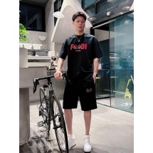 펜디 남성 캐주얼 라운드넥 반팔 반바지 세트 (해외배송)