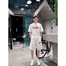 펜디 남성 캐주얼 라운드넥 반팔 반바지 세트 (해외배송)