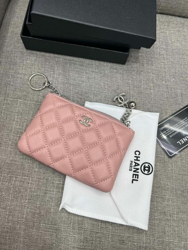 샤넬 파우치 지갑 램스킨 핑크 은장 (국내배송)
