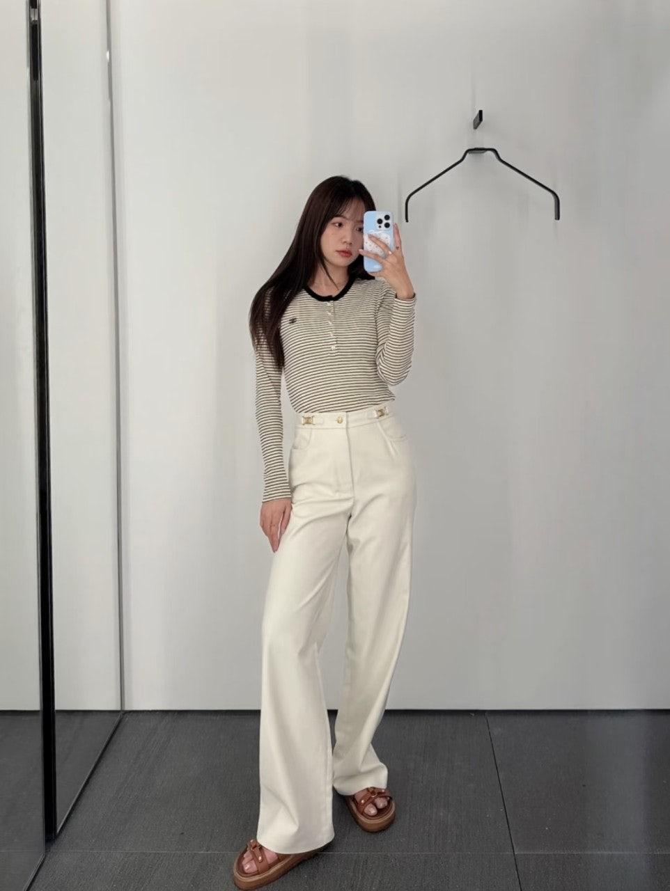 셀린느 아크 드 트리옹프 메탈 장식 풀라이닝 캐주얼 팬츠  (해외배송)