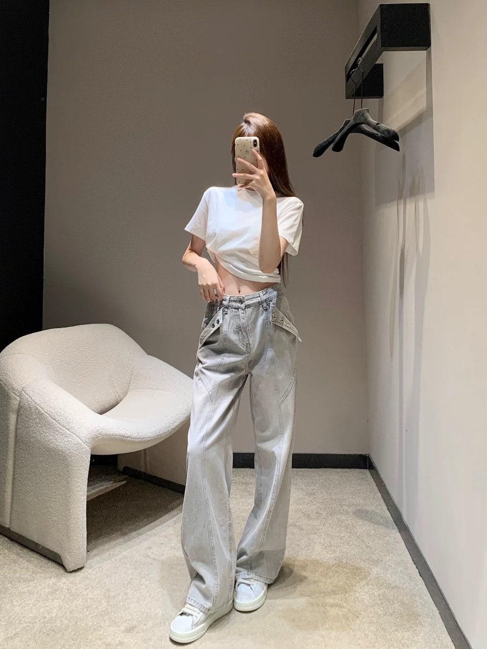 로에베 25초가을 최신 자수 스트레이트 진 (해외배송)