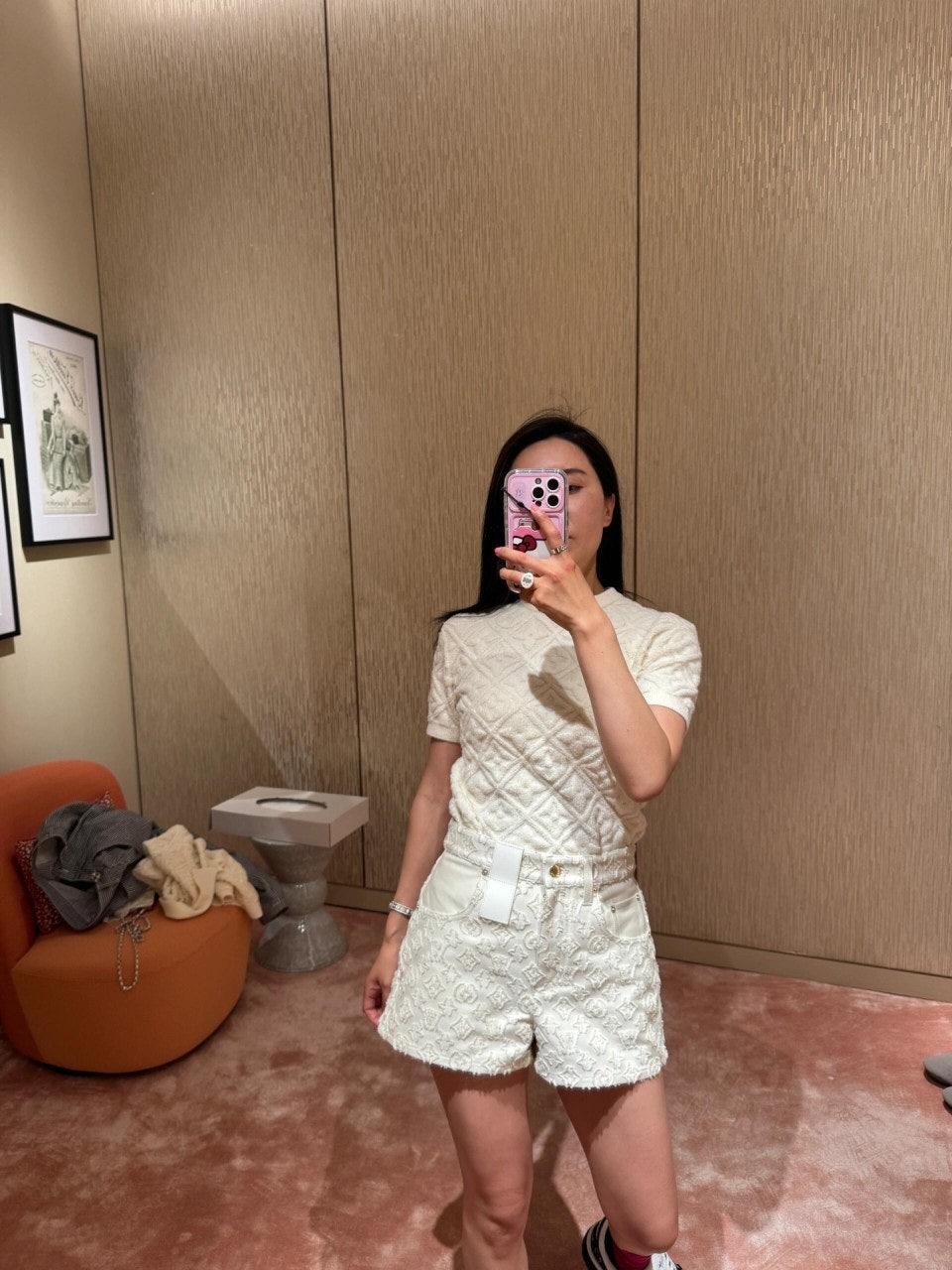 루이비통 클래식 자카드 코튼 모노그램 패턴 데님 반바지 (해외배송)