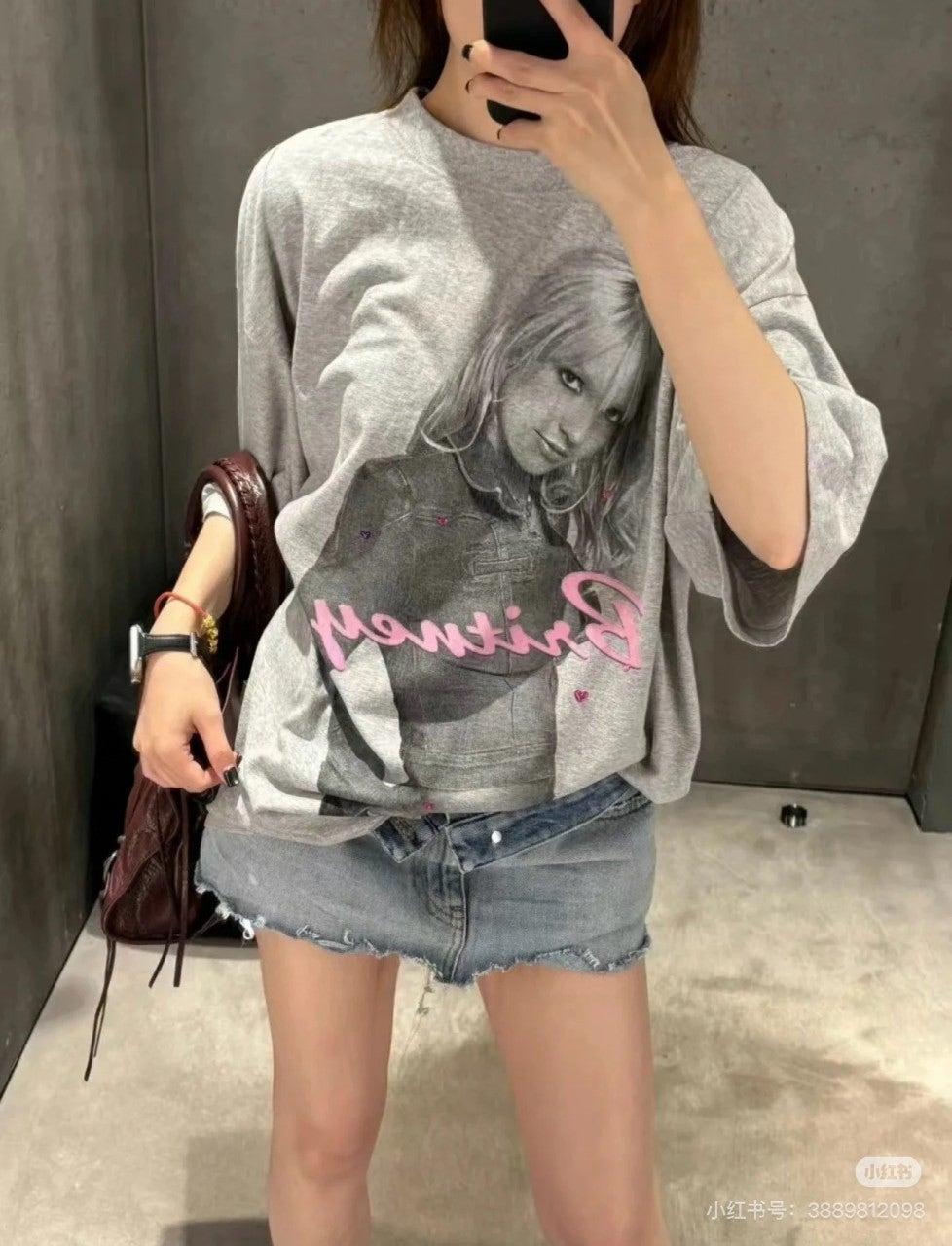 발렌시아가 25SS 브리트니 포트레이트 프린트 라인스톤 워싱 반팔 (정품급 해외배송)