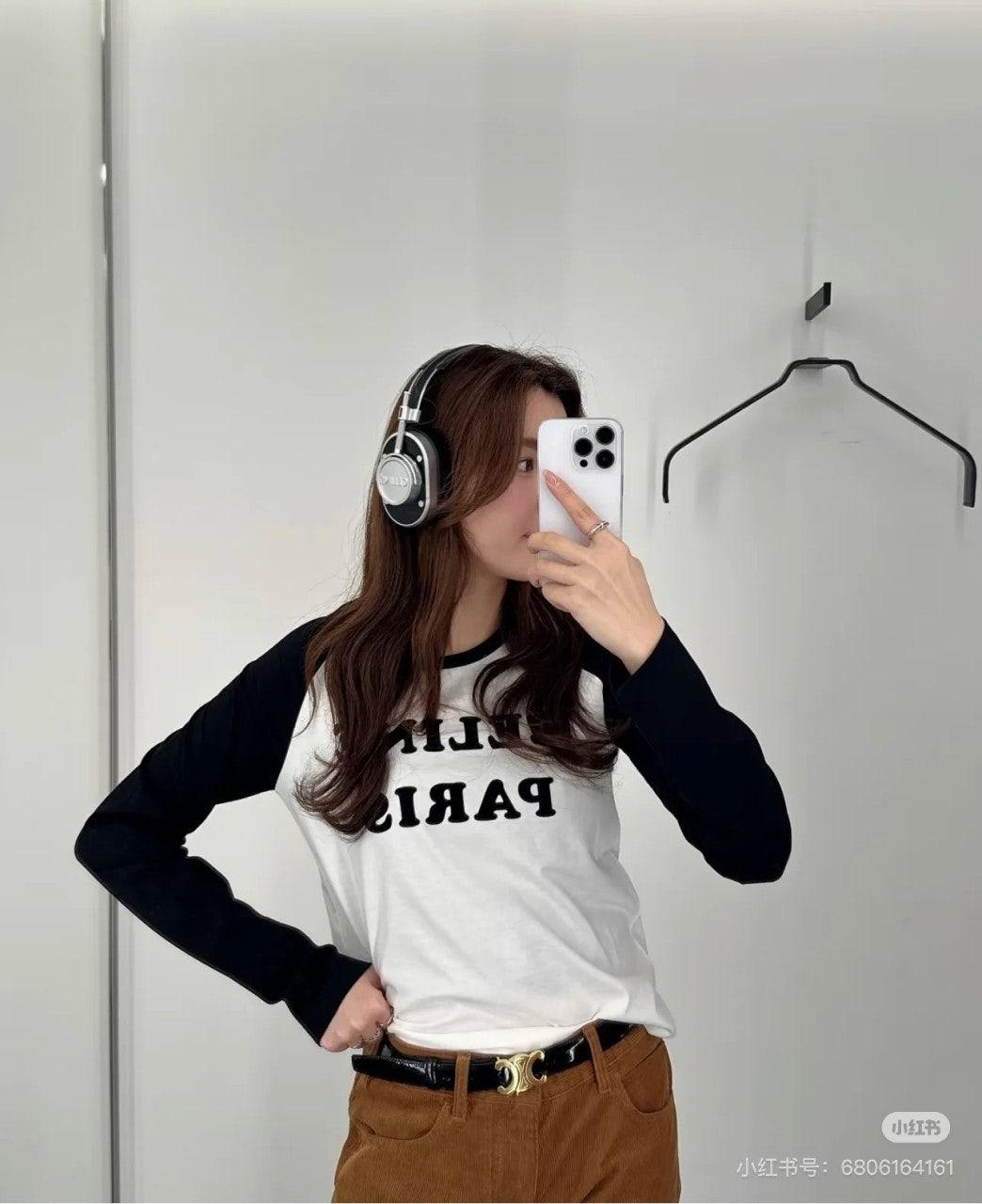 셀린느 25FW 콘트라스트 라글런 레터 프린트 롱슬리브 탑 (정품급 해외배송)