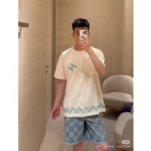 루이비통 25SS 체커보드 밑단 라인스톤 자수 반팔 (정품급 해외배송)