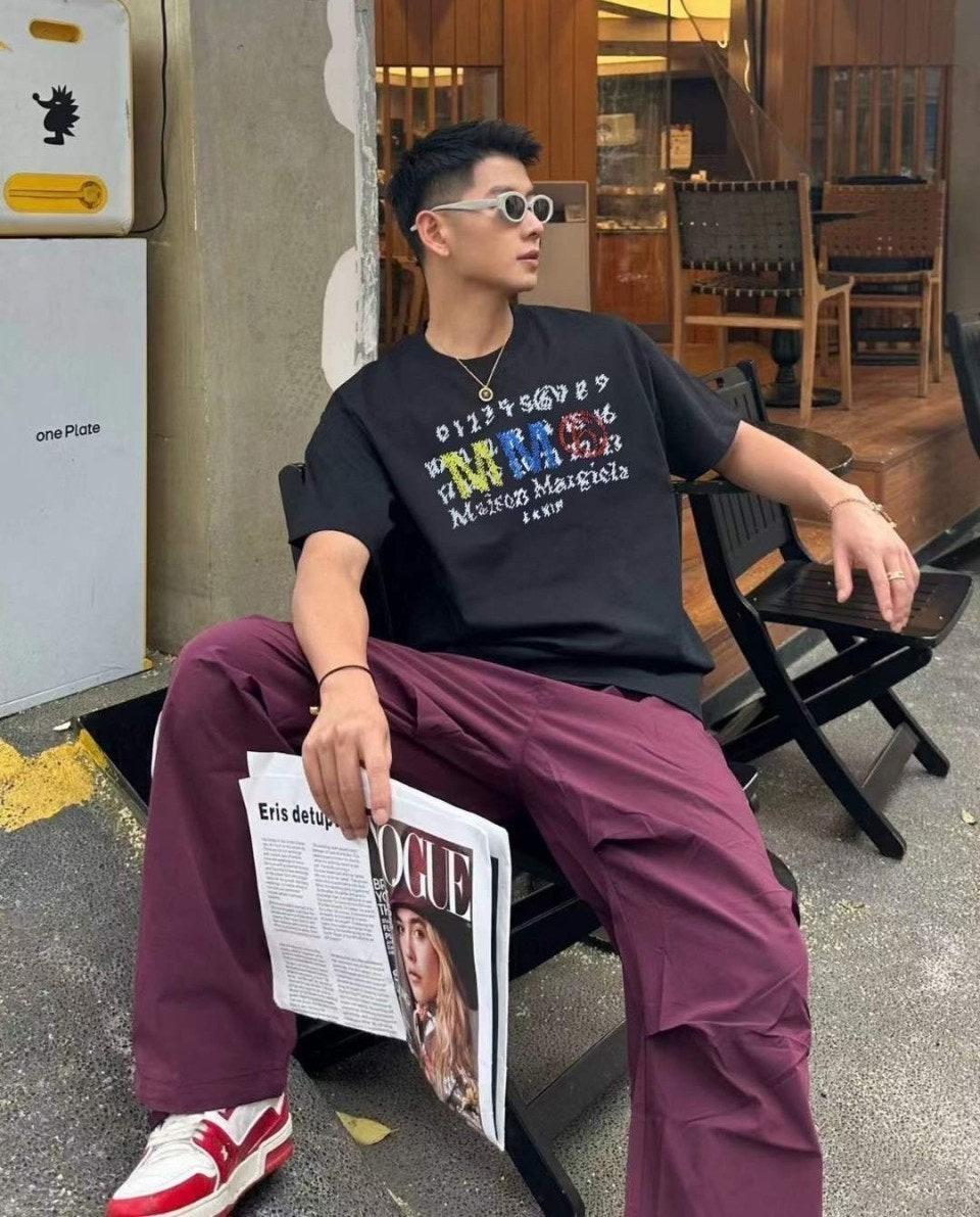 메종마르지엘라 투 레이어 필기체 넘버 프린팅 반팔 (국내배송)